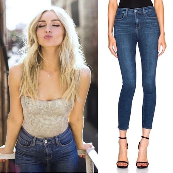 NEW L'AGENCE High Waist Dark Wash Stretch Denim Ankle Crop Margot Skinny Jean 26 - Picture 1 of 12